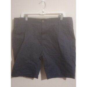 NWT IRON CO BARI Flat Front Comfort Flex Waistband Shorts Chambray Blue Size 36